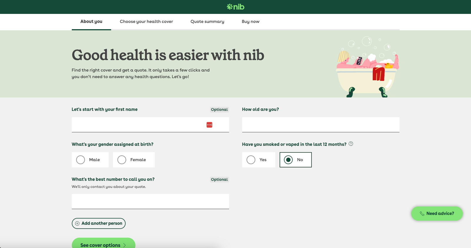 Nib join and welcome application UI